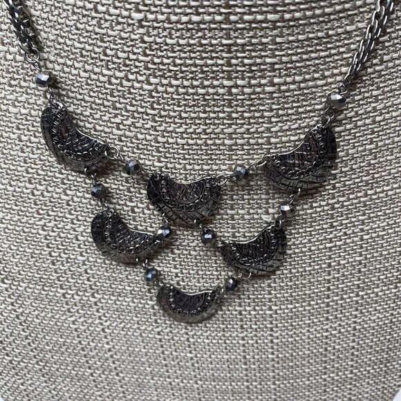 Unbranded Crescent Moon Bib Double Chain Necklace - Picture 3 of 4
